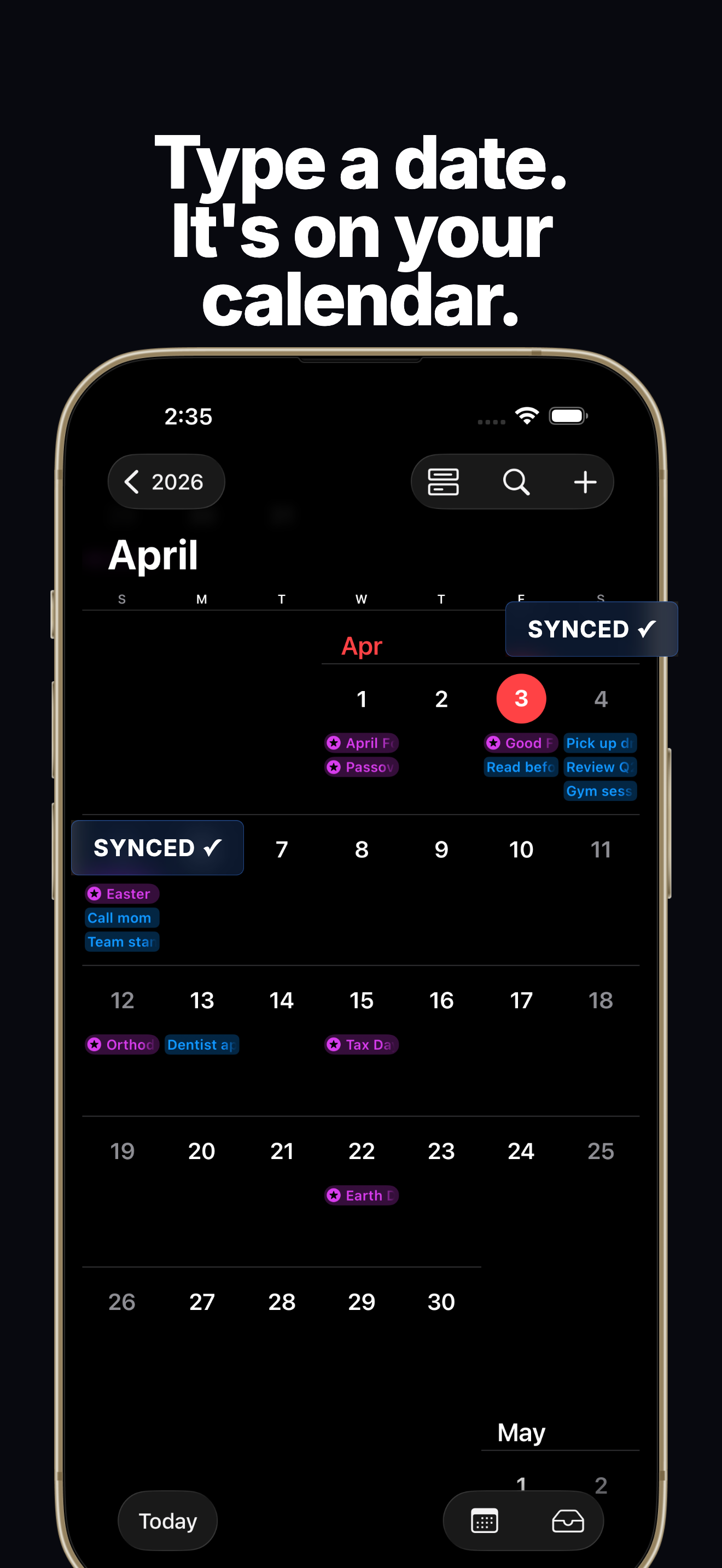 Monthly calendar